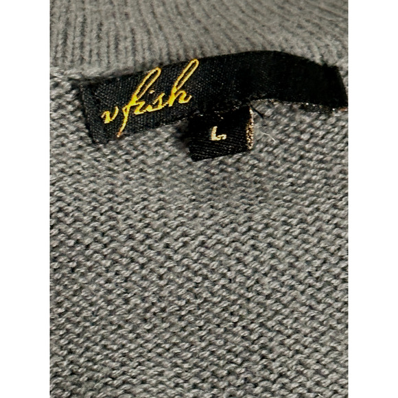 V Fish Gray Belted Snap Front Mid Length Cardigan Large - Picture 7 of 7